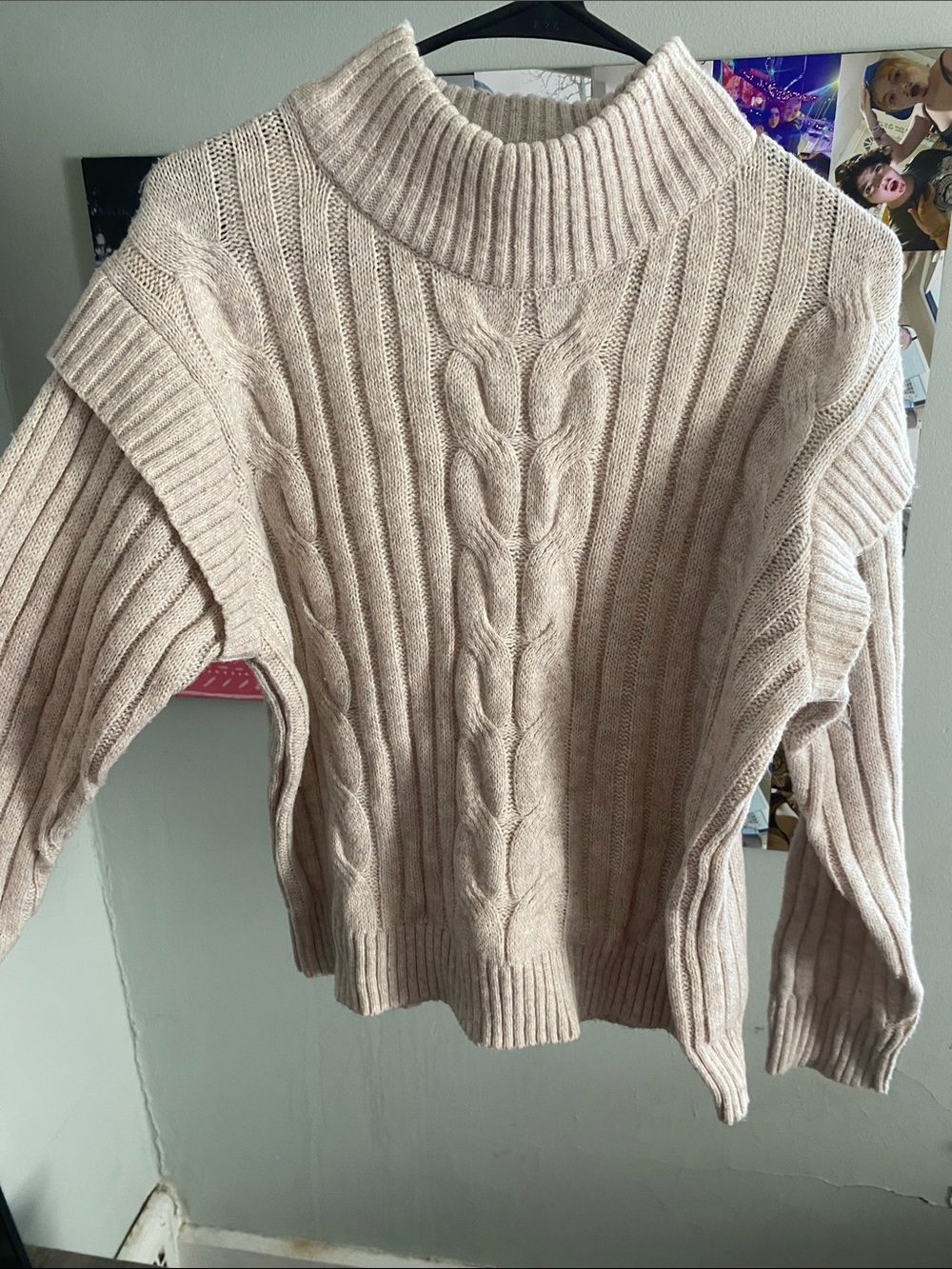 Time and Tru Soft Cream Cable Turtleneck Sweater